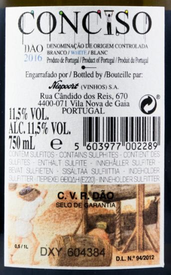 2016 Niepoort Conciso branco