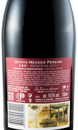 2011 Quinta Mendes Pereira Reserva Touriga Nacional + Alfrocheiro red