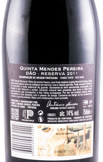 2011 Quinta Mendes Pereira Reserva Touriga Nacional tinto
