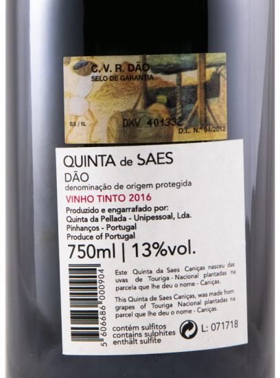 2016 Quinta de Saes Caniças Touriga Nacional red