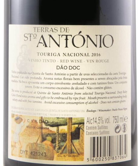 2016 Terras de Santo António Touriga Nacional red