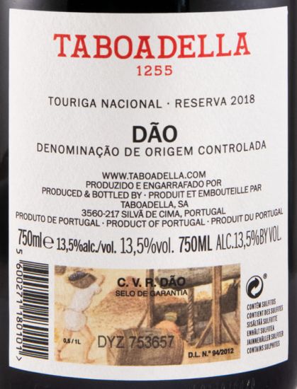 2018 Taboadella Touriga Nacional Reserva tinto
