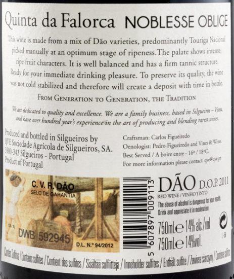 2011 Quinta da Falorca Noblesse Oblige tinto