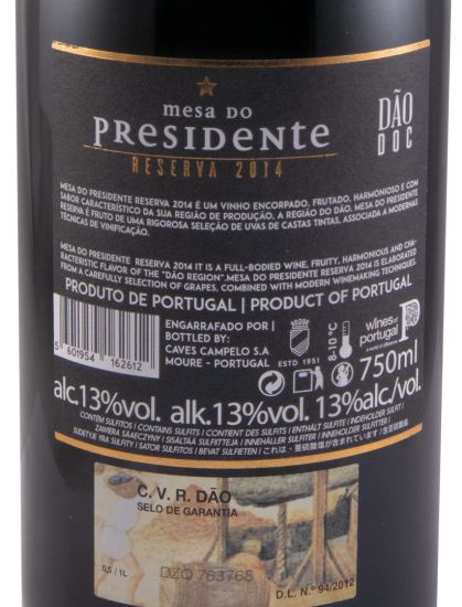 2014 Mesa do Presidente Dão Reserva red