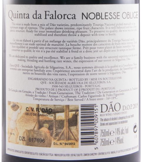 2015 Quinta da Falorca Noblesse Oblige red