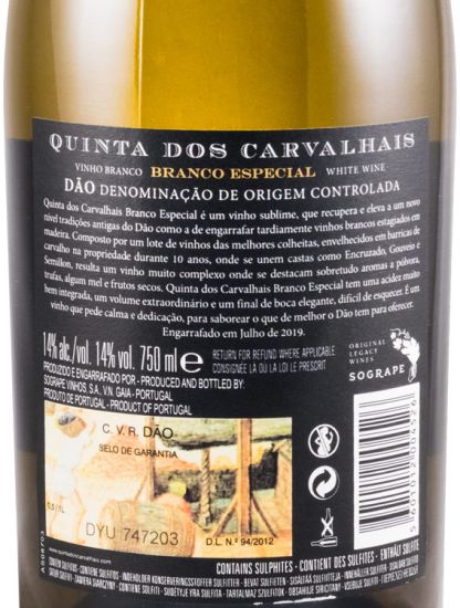 Quinta dos Carvalhais Branco Especial branco (engarrafado em 2019)