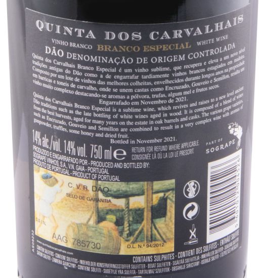Quinta dos Carvalhais Branco Especial branco (engarrafado em 2021)