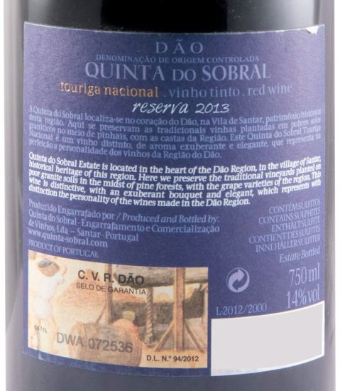 2013 Quinta do Sobral Touriga Nacional Reserva red