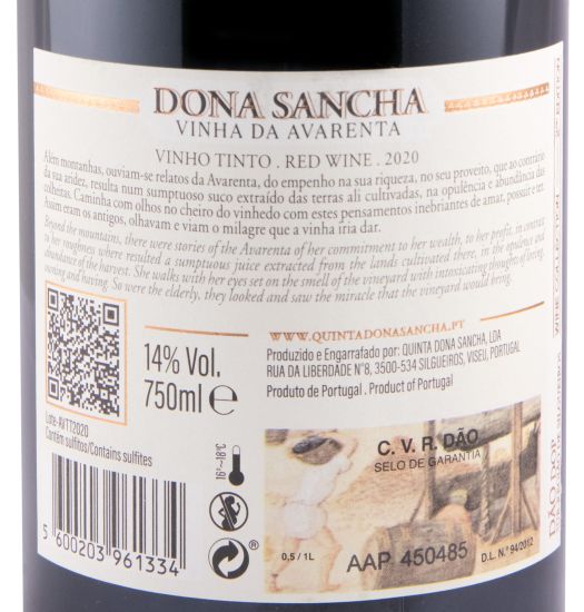 2020 Dona Sancha Vinha da Avarenta red