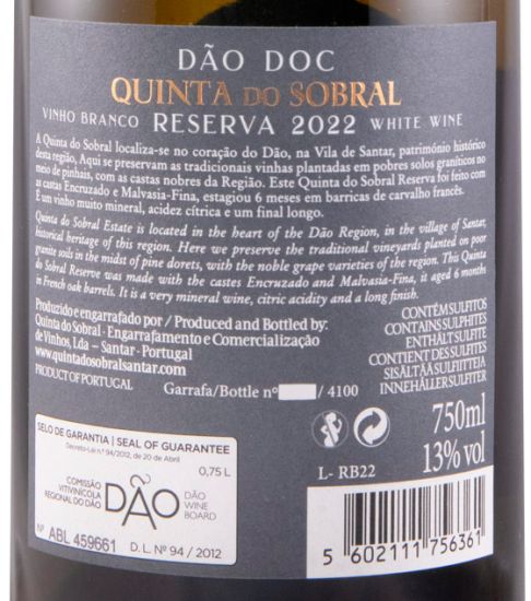 2022 Quinta do Sobral Reserva white