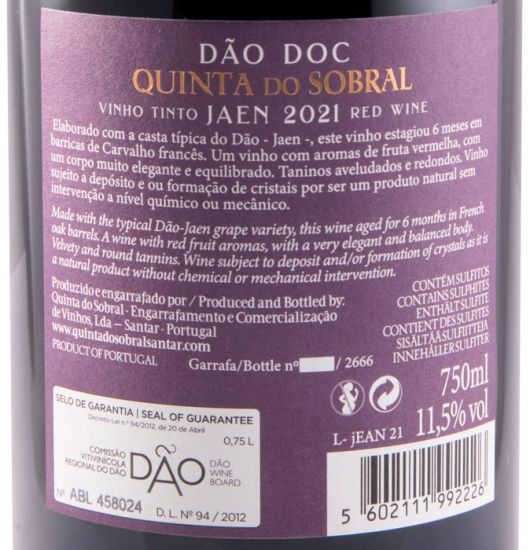 2021 Quinta do Sobral Jaen tinto