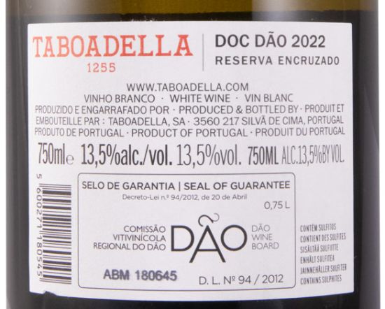 2022 Taboadella Encruzado Reserva white
