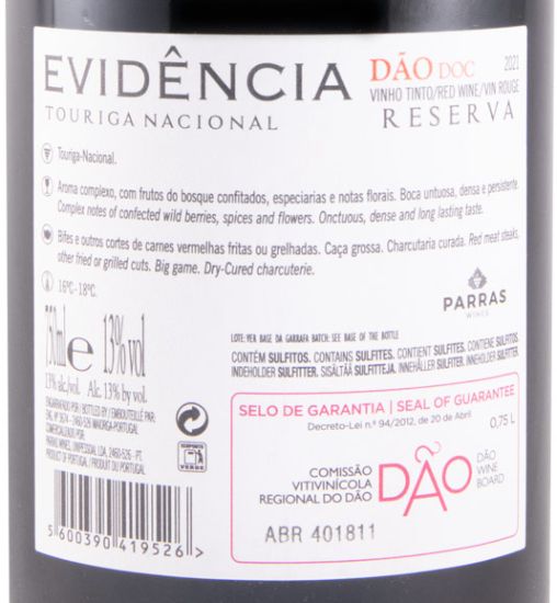 2021 Evidência Touriga Nacional Reserva tinto