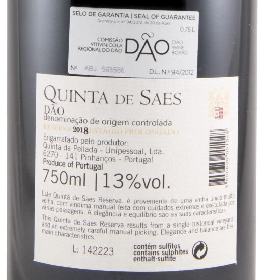 2018 Quinta de Saes Estágio Prolongado Reserva red