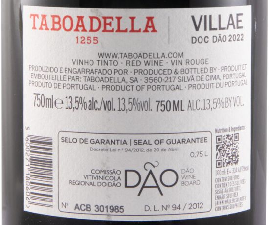 2022 Taboadella Villae red