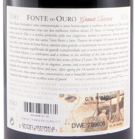 2013 Fonte do Ouro Grande Reserva Limited Edition red