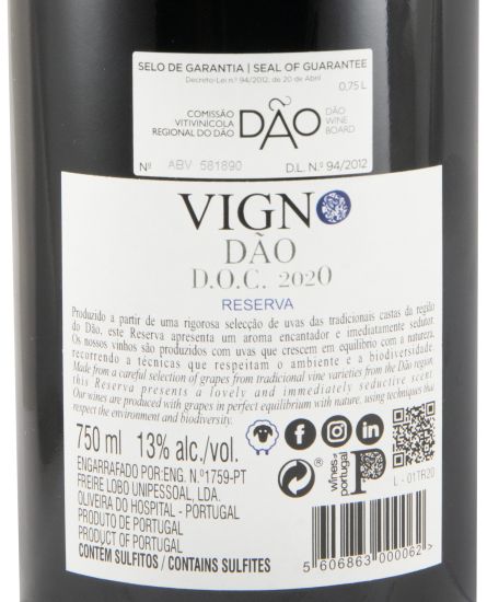 2020 Freire Lobo Vigno Reserva tinto (rótulo danificado)