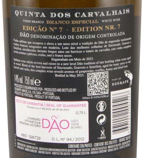 Quinta dos Carvalhais Branco Especial branco (engarrafado em 2023)