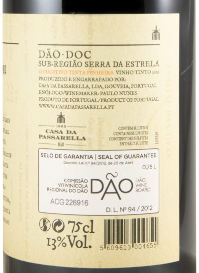 2019 Casa da Passarella O Fugitivo Tinta Pinheira tinto