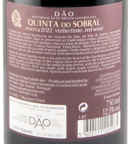 2022 Quinta do Sobral Reserva tinto