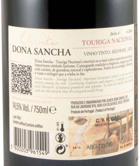 2020 Quinta Dona Sancha Touriga Nacional red