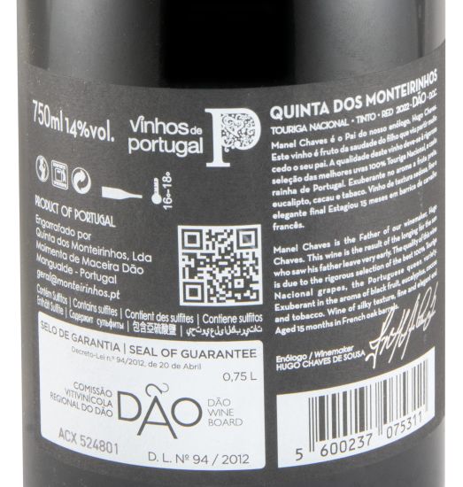 2022 Quinta dos Monteirinhos Manel Chaves Touriga Nacional tinto