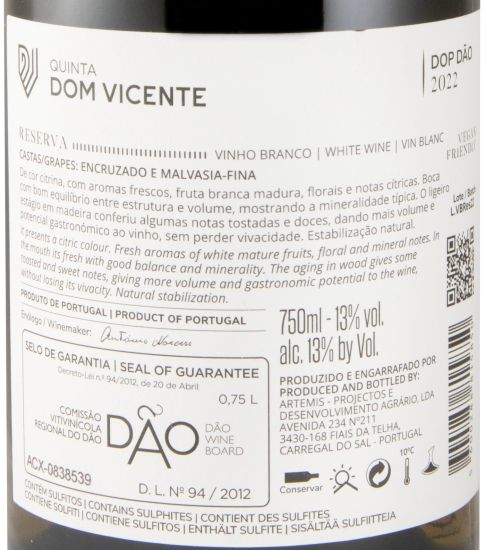 2022 Quinta Dom Vicente Encruzado & Malvasia Fina Reserva white