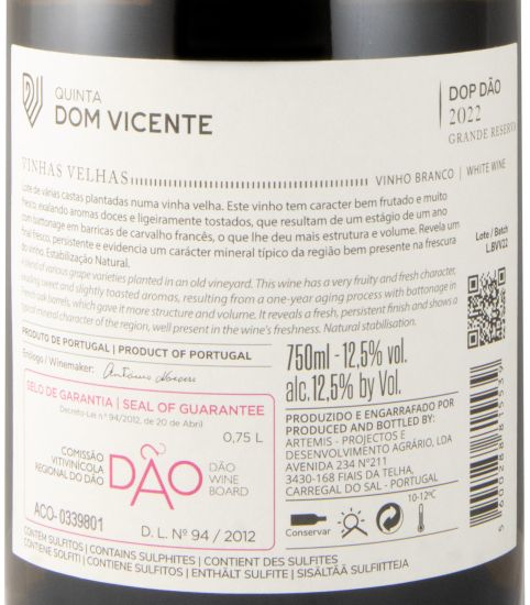 2022 Quinta Dom Vicente Vinhas Velhas Grande Reserva branco