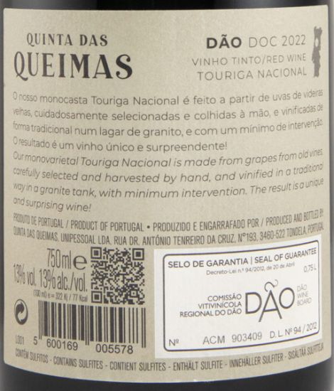 2022 Quinta das Queimas Touriga Nacional tinto