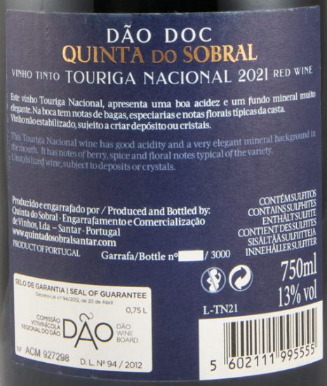 2021 Quinta do Sobral Touriga Nacional tinto