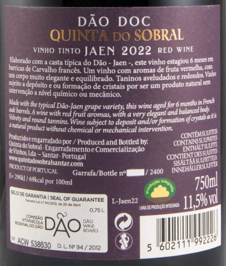 2022 Quinta do Sobral Jaen tinto