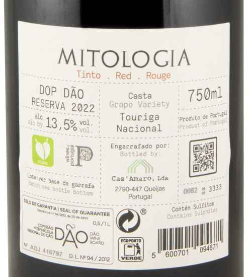 2022 Mitologia Touriga Nacional Reserva tinto