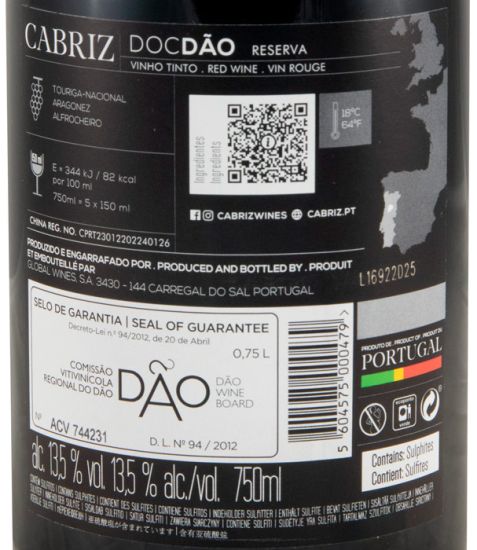 2022 Cabriz Reserva red