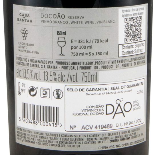 2023 Casa de Santar Reserva branco