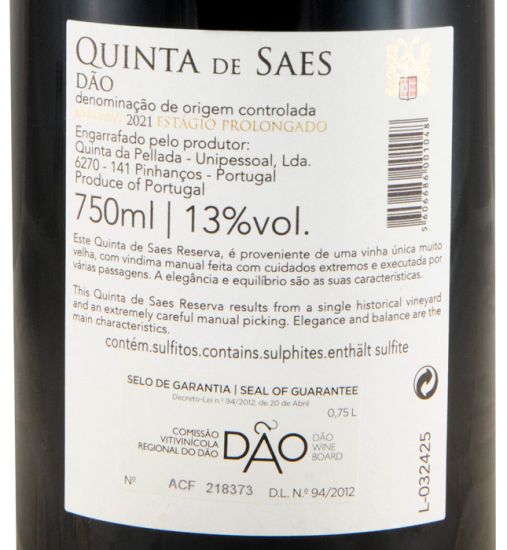 2021 Quinta de Saes Estágio Prolongado Reserva red