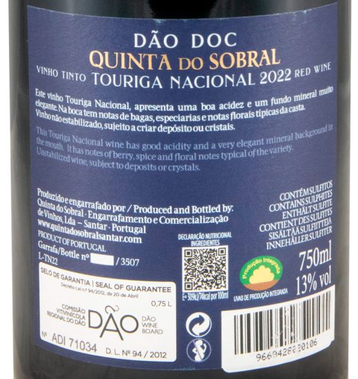 2022 Quinta do Sobral Touriga Nacional tinto