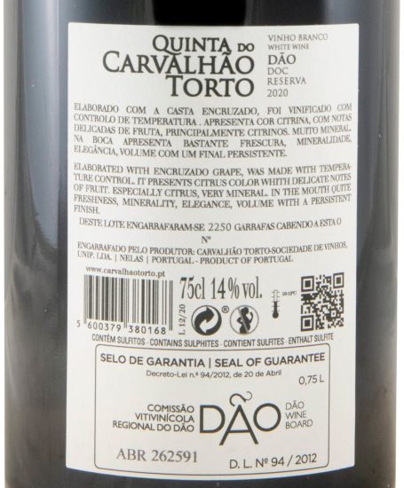 2020 Quinta do Carvalhão Torto Encruzado Reserva branco
