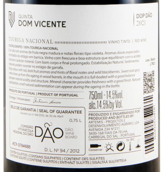 2021 Dom Vicente Touriga Nacional red