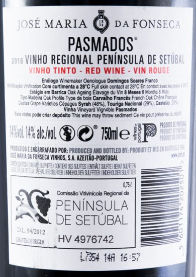 2016 José Maria da Fonseca Pasmados red