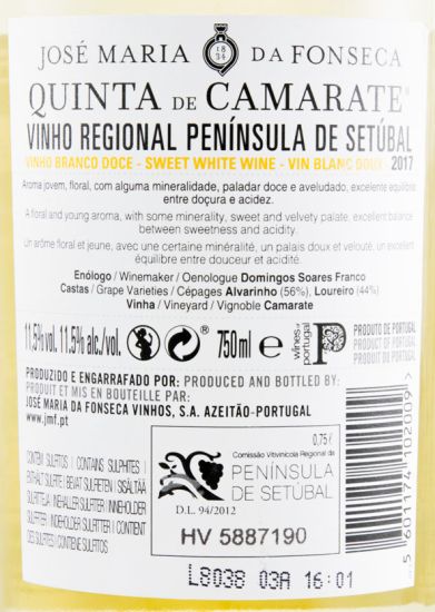 2017 José Maria da Fonseca Quinta de Camarate Doce branco