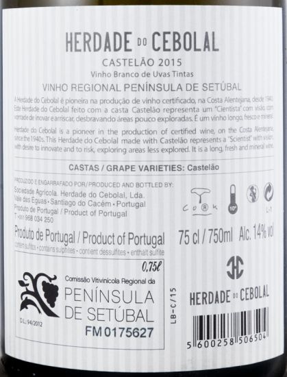 2015 Herdade do Cebolal Blanc de Noir Castelão branco