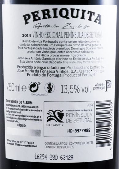 2014 José Maria da Fonseca Periquita António Zambujo tinto