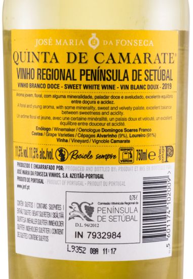 2019 José Maria da Fonseca Quinta de Camarate Doce branco