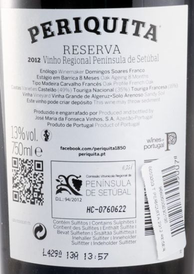 2012 José Maria da Fonseca Periquita Reserva tinto