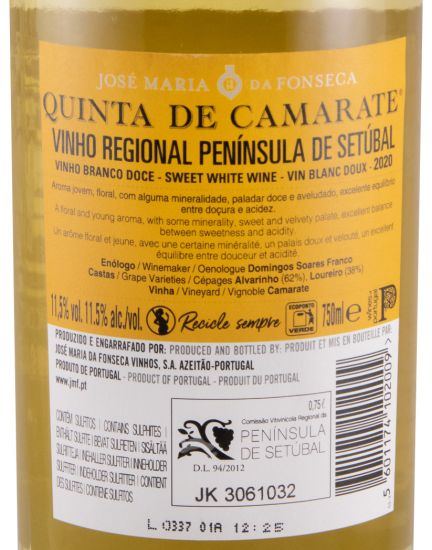 2020 José Maria da Fonseca Quinta de Camarate Doce branco