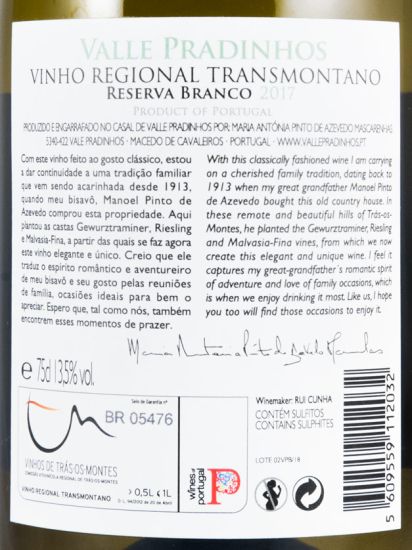 2017 Valle Pradinhos Reserva branco