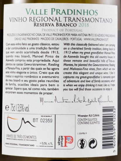 2018 Valle Pradinhos Reserva white