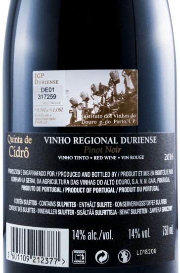 2016 Quinta de Cidrô Pinot Noir tinto