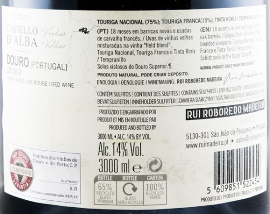 2014 Castello D'Alba Vinhas Velhas Grande Reserva red 3L