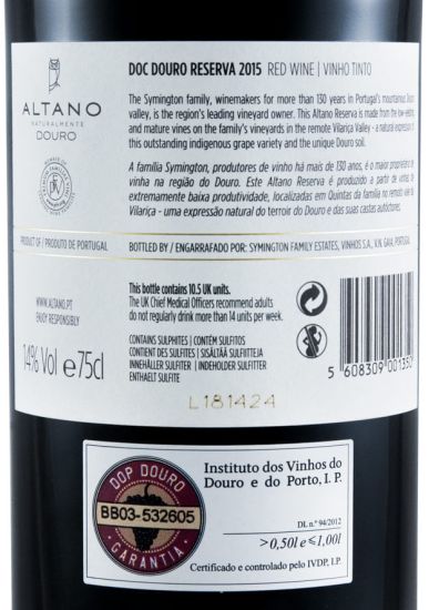 2015 Altano Reserva red
